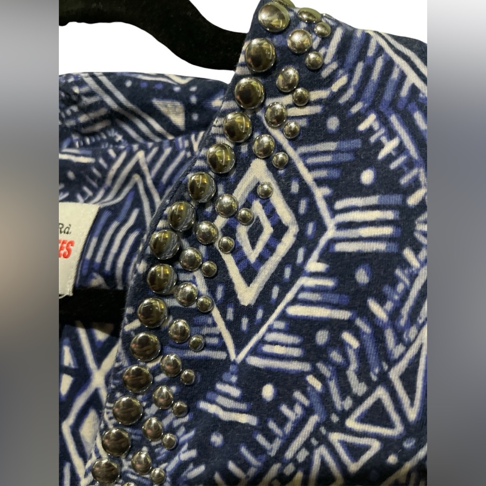 Ruby Rd. Jeweled Neck Geometric Pattern Top Size … - image 3